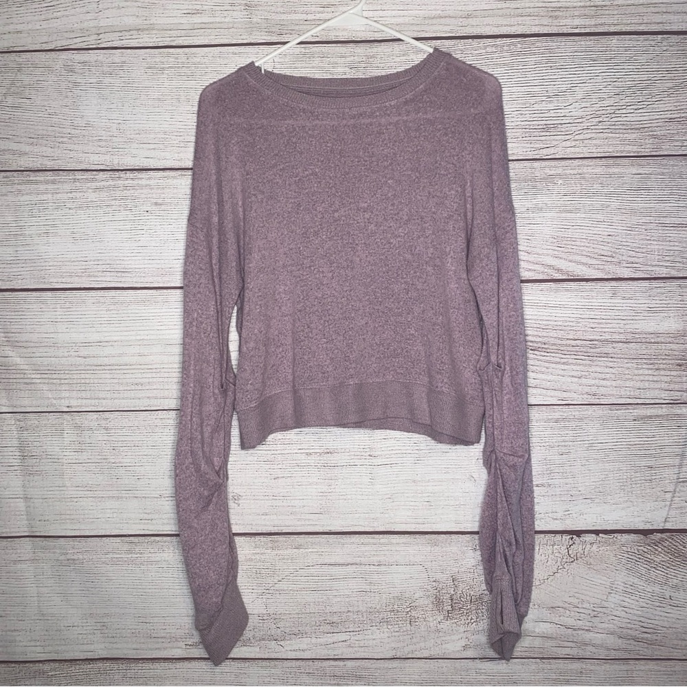 Zella purple heather girls soft material long sleeve shirt